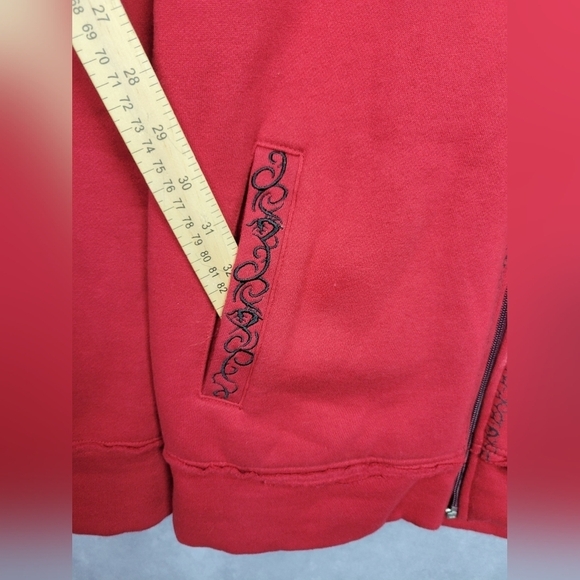 G_TOX Embroidered Oversized Lined Cotton Hoodie Red Men’s M - Picture 4 of 10